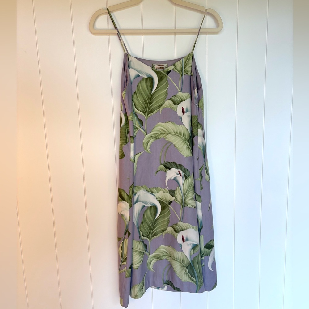 Vintage Tommy Bahama 100% Silk Tropical Lily Floral Slip Dress Women’s Size 6